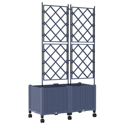 vidaXL Garden Planter with Trellis&Wheels 2 pcs Grey 80 x 40 x 149 cm