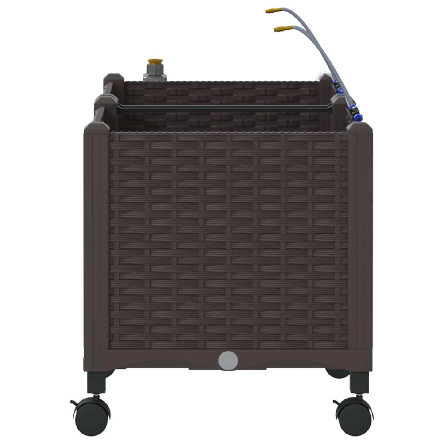 vidaXL Garden Planter with Irrigation&Wheels 2 pcs Brown PP