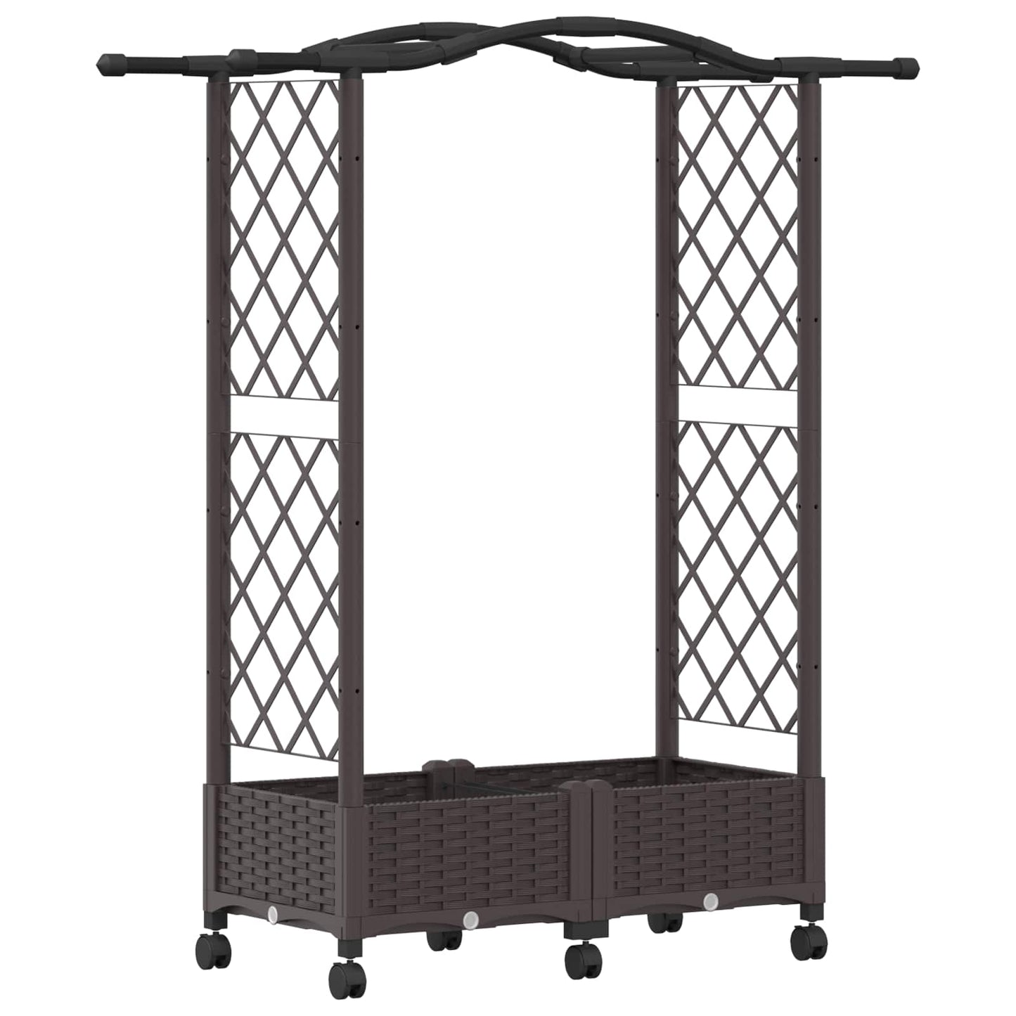 vidaXL Raised Bed with Trellis and Roof Brown 124 x 40 x 129 cm PP