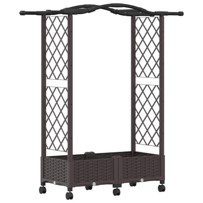 vidaXL Raised Bed with Trellis and Roof Brown 124 x 40 x 129 cm PP