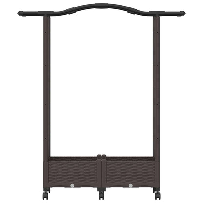 vidaXL Raised Bed with Trellis and Roof Brown 124 x 40 x 129 cm PP