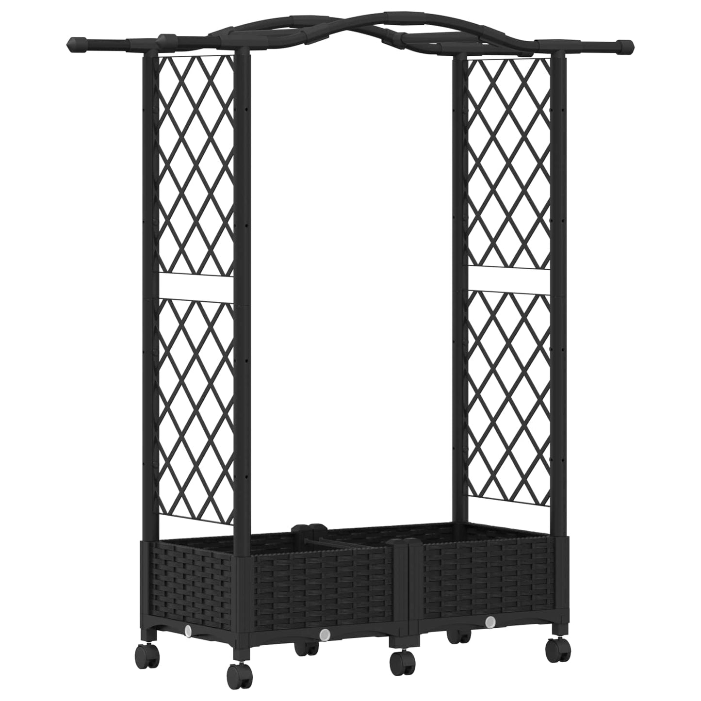 vidaXL Raised Bed with Trellis and Roof Black 124 x 40 x 129 cm PP