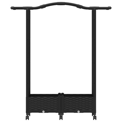 vidaXL Raised Bed with Trellis and Roof Black 124 x 40 x 129 cm PP