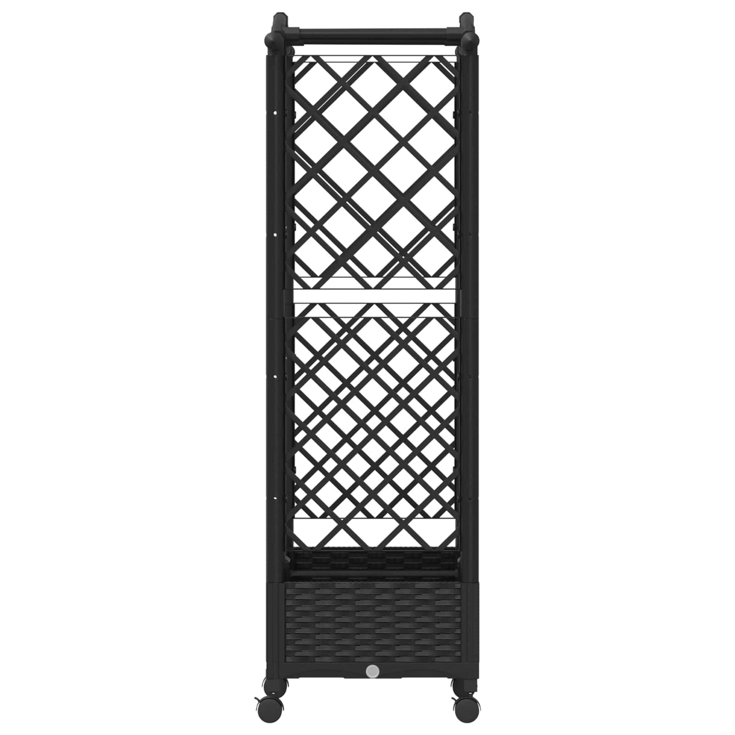 vidaXL Raised Bed with Trellis and Roof Black 124 x 40 x 129 cm PP