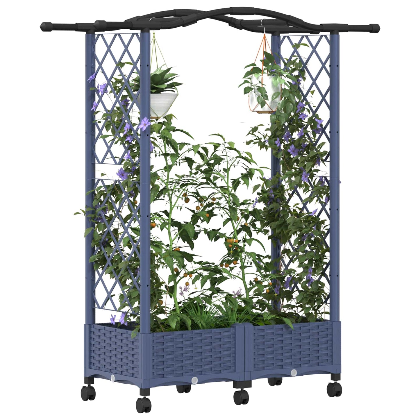 vidaXL Raised Bed with Trellis and Roof Grey 124 x 40 x 129 cm PP