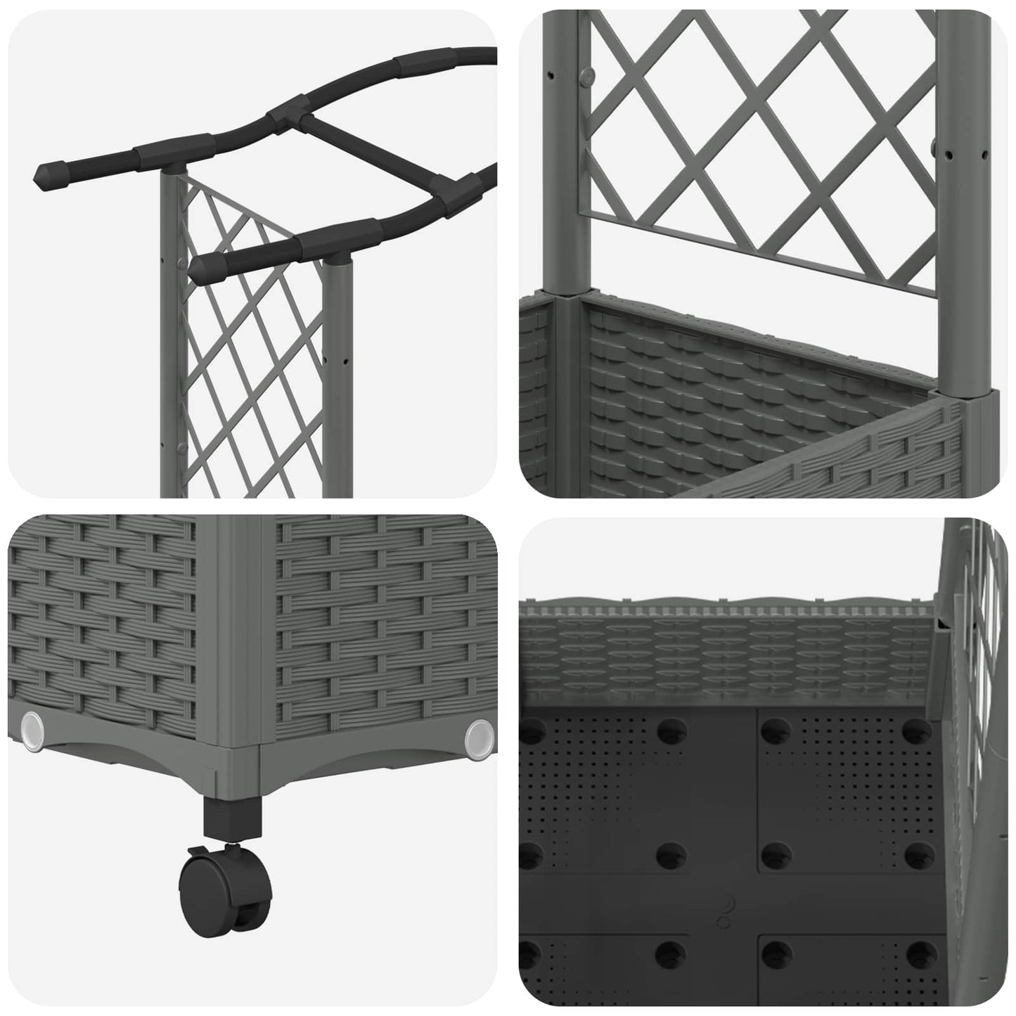 vidaXL Raised Bed with Trellis and Roof Light Grey 124 x 40 x 129 cm