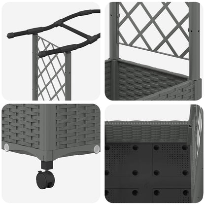 vidaXL Raised Bed with Trellis and Roof Light Grey 124 x 40 x 129 cm