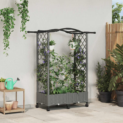 vidaXL Raised Bed with Trellis and Roof Light Grey 124 x 40 x 129 cm