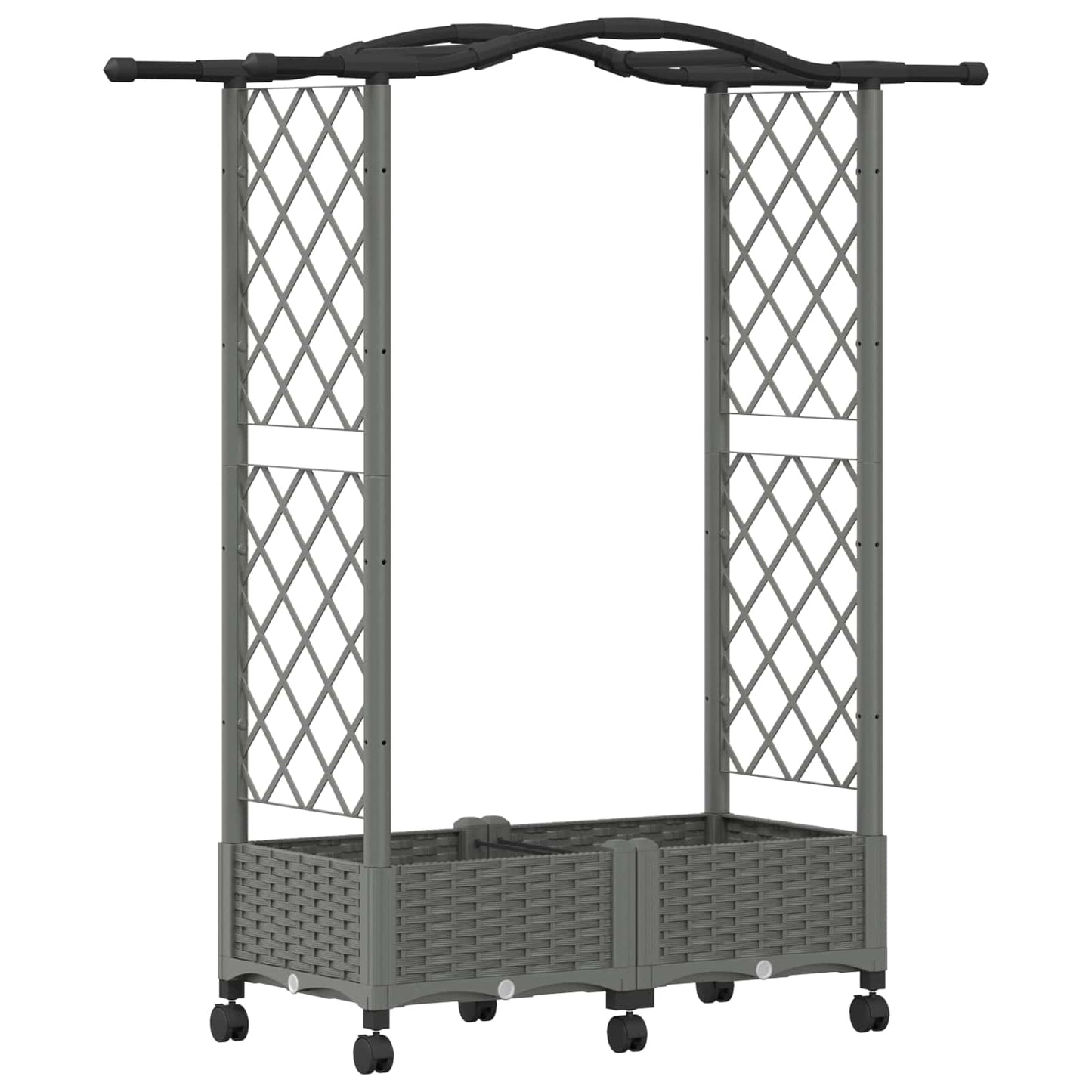 vidaXL Raised Bed with Trellis and Roof Light Grey 124 x 40 x 129 cm
