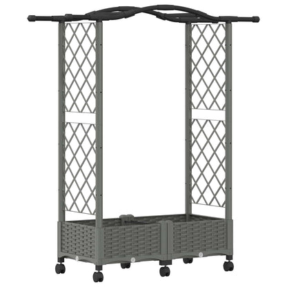 vidaXL Raised Bed with Trellis and Roof Light Grey 124 x 40 x 129 cm