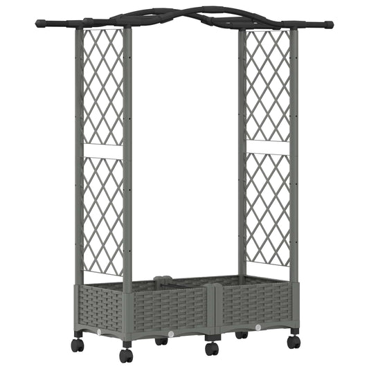 vidaXL Raised Bed with Trellis and Roof Light Grey 124 x 40 x 129 cm
