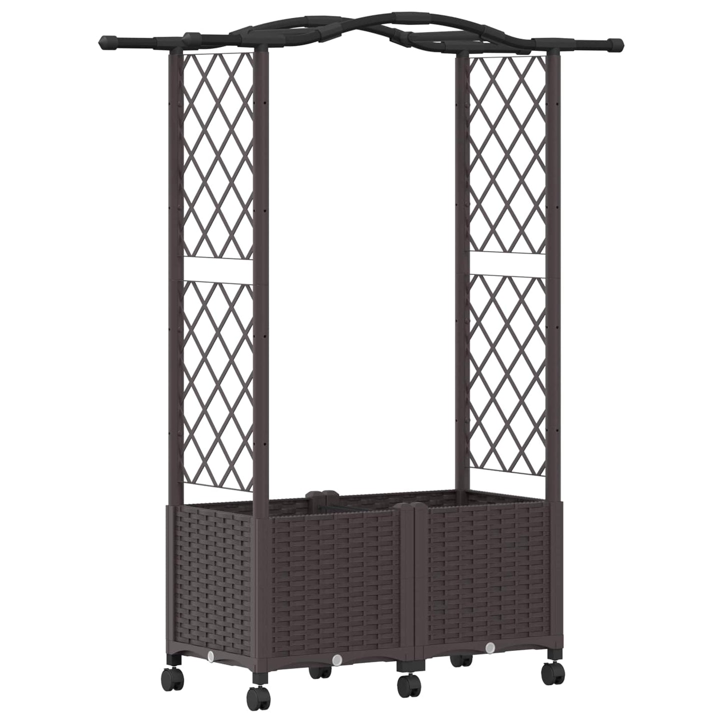 vidaXL Raised Bed with Trellis and Roof Brown 125 x 40 x 144 cm PP