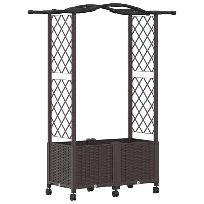 vidaXL Raised Bed with Trellis and Roof Brown 125 x 40 x 144 cm PP