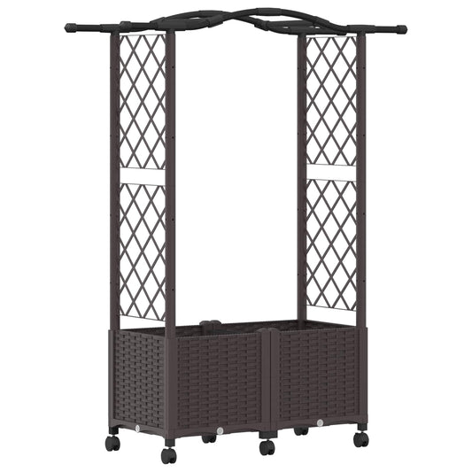 vidaXL Raised Bed with Trellis and Roof Brown 125 x 40 x 144 cm PP