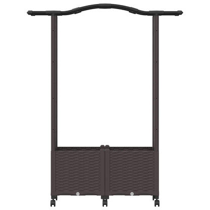 vidaXL Raised Bed with Trellis and Roof Brown 125 x 40 x 144 cm PP