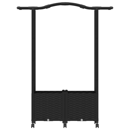 vidaXL Raised Bed with Trellis and Roof Black 125 x 40 x 144 cm PP