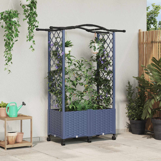 vidaXL Raised Bed with Trellis and Roof Grey 125 x 40 x 144 cm PP
