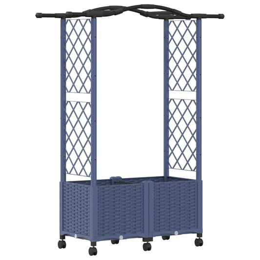 vidaXL Raised Bed with Trellis and Roof Grey 125 x 40 x 144 cm PP