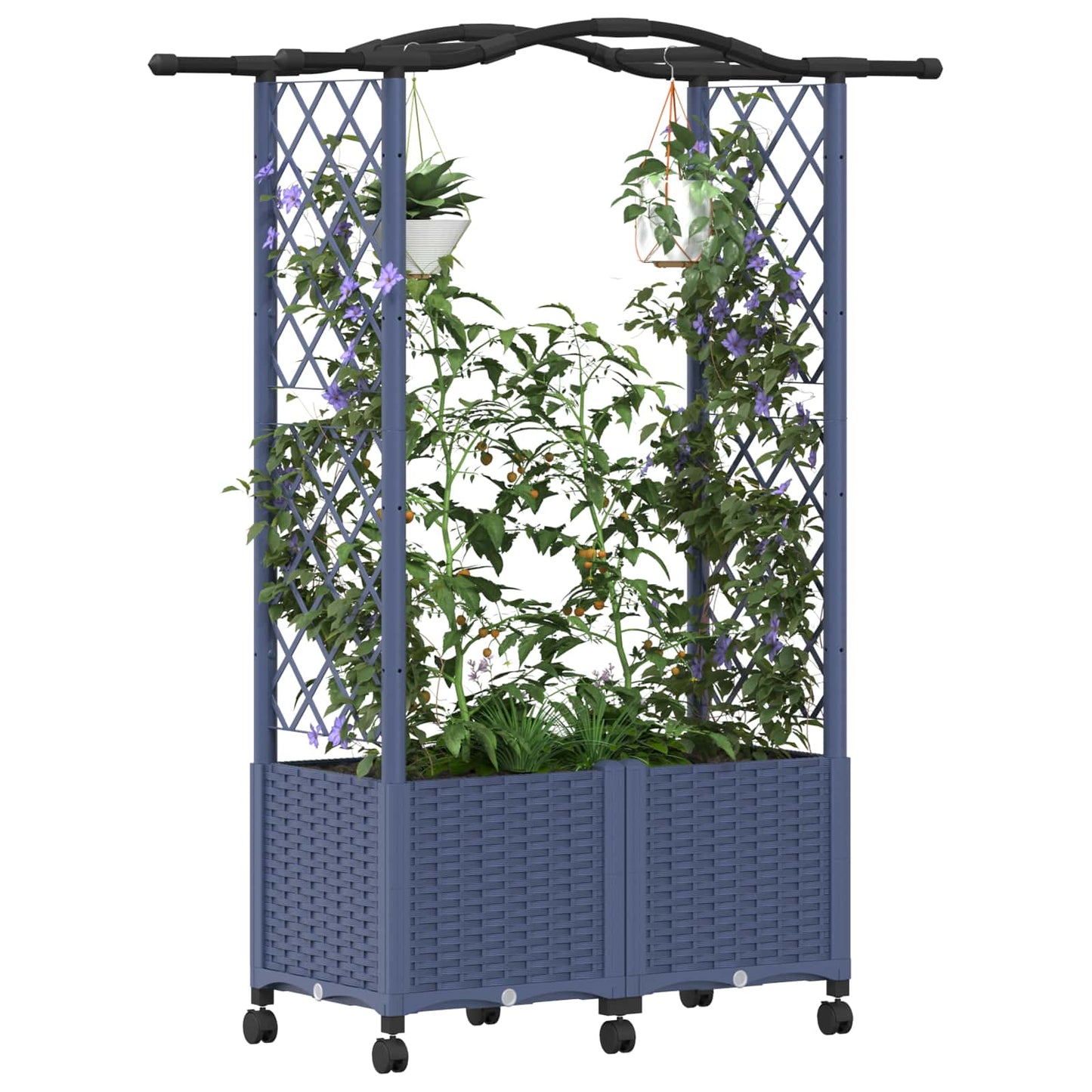 vidaXL Raised Bed with Trellis and Roof Grey 125 x 40 x 144 cm PP
