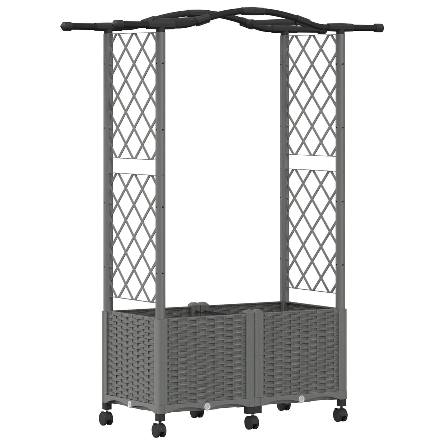 vidaXL Raised Bed with Trellis and Roof Light Grey 125 x 40 x 144 cm