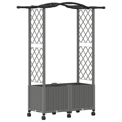 vidaXL Raised Bed with Trellis and Roof Light Grey 125 x 40 x 144 cm