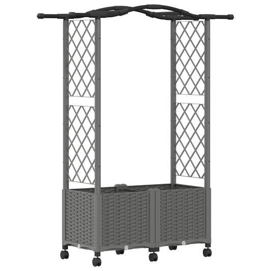 vidaXL Raised Bed with Trellis and Roof Light Grey 125 x 40 x 144 cm