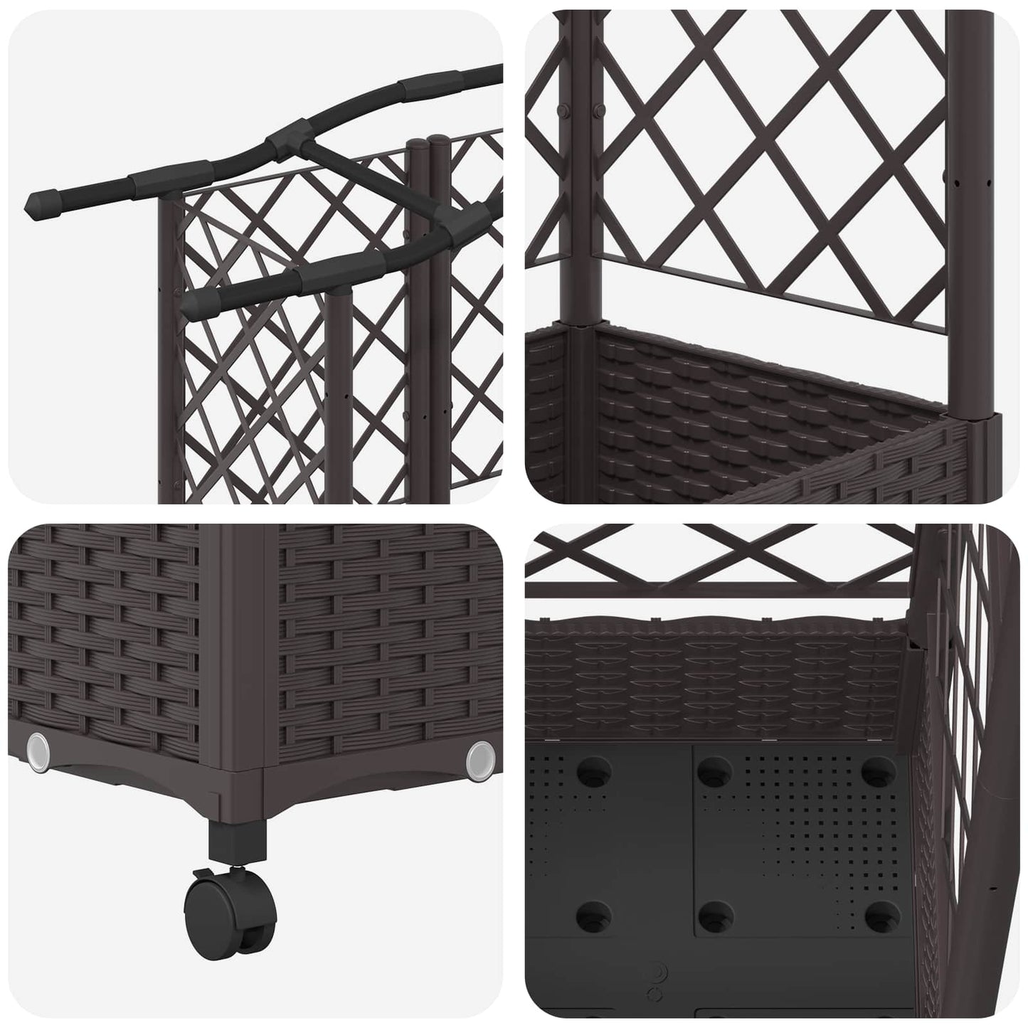 vidaXL Raised Bed with Trellis and Roof Brown 124 x 40 x 129 cm PP