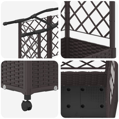vidaXL Raised Bed with Trellis and Roof Brown 124 x 40 x 129 cm PP