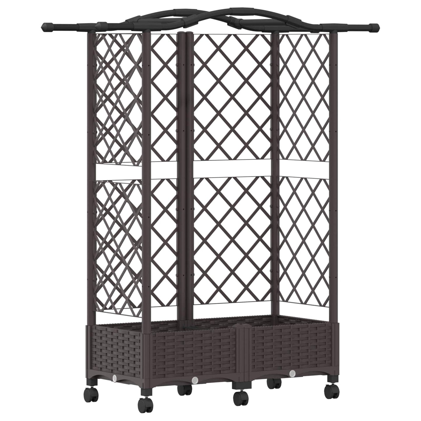 vidaXL Raised Bed with Trellis and Roof Brown 124 x 40 x 129 cm PP
