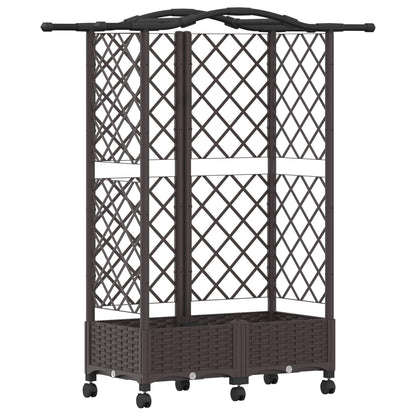 vidaXL Raised Bed with Trellis and Roof Brown 124 x 40 x 129 cm PP