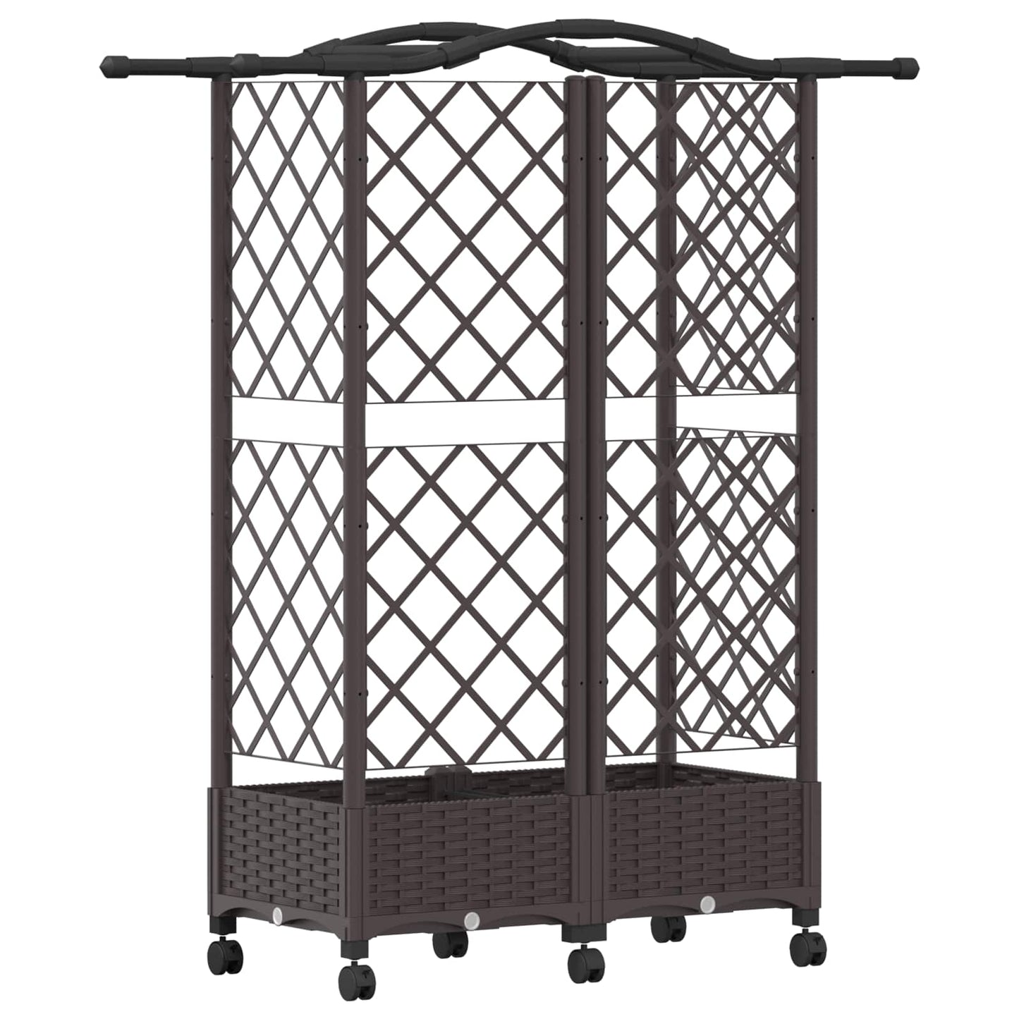 vidaXL Raised Bed with Trellis and Roof Brown 124 x 40 x 129 cm PP