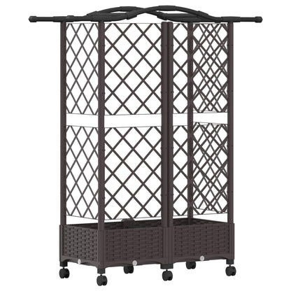 vidaXL Raised Bed with Trellis and Roof Brown 124 x 40 x 129 cm PP