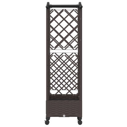 vidaXL Raised Bed with Trellis and Roof Brown 124 x 40 x 129 cm PP