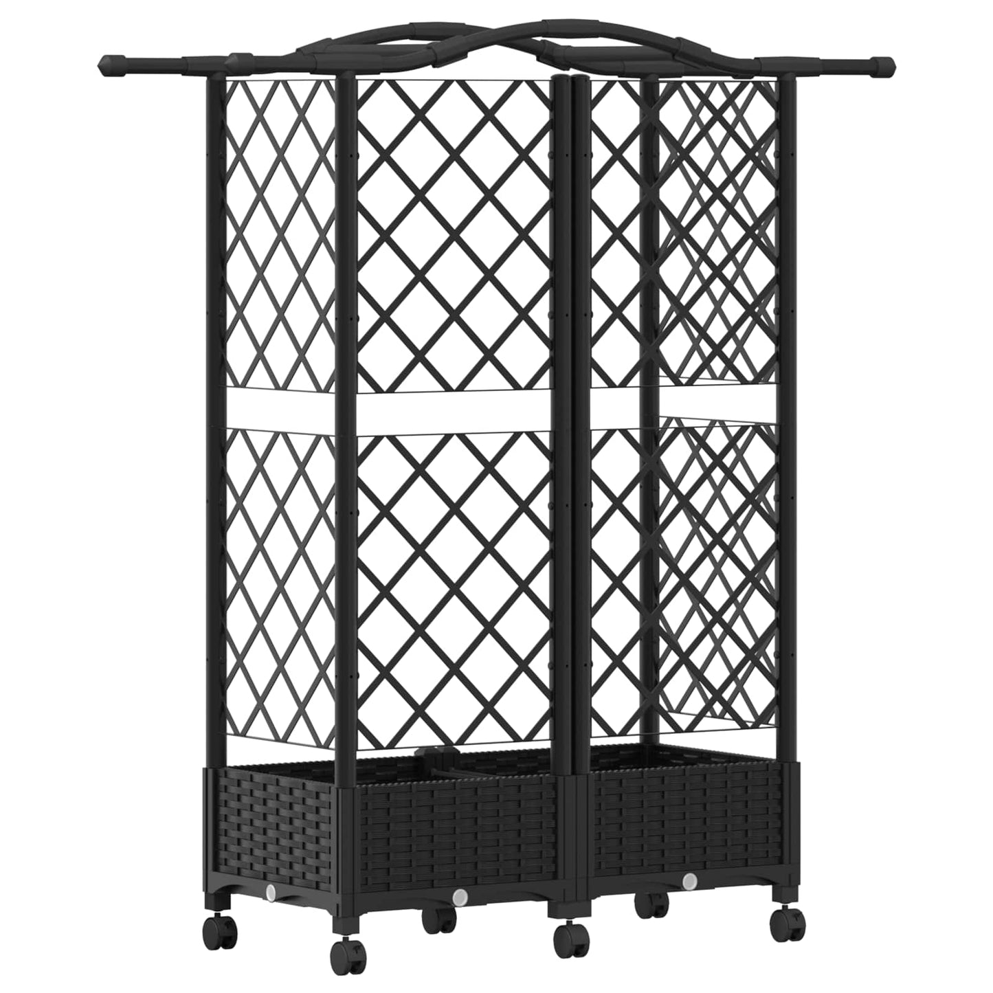 vidaXL Raised Bed with Trellis and Roof Black 124 x 40 x 129 cm PP