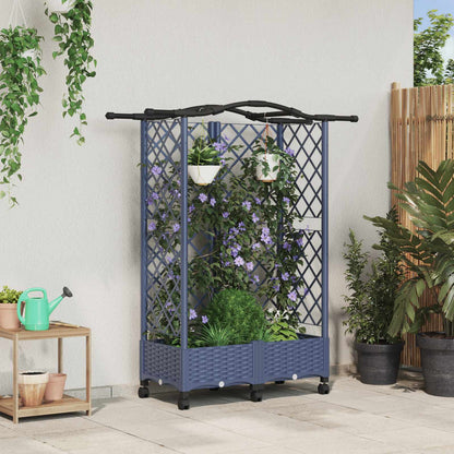 vidaXL Raised Bed with Trellis and Roof Grey 124 x 40 x 129 cm PP