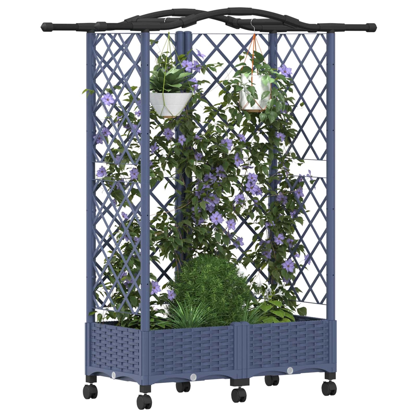vidaXL Raised Bed with Trellis and Roof Grey 124 x 40 x 129 cm PP