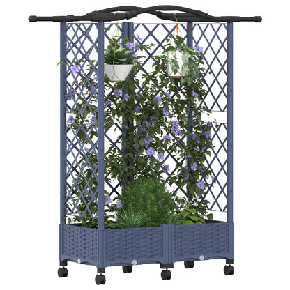vidaXL Raised Bed with Trellis and Roof Grey 124 x 40 x 129 cm PP