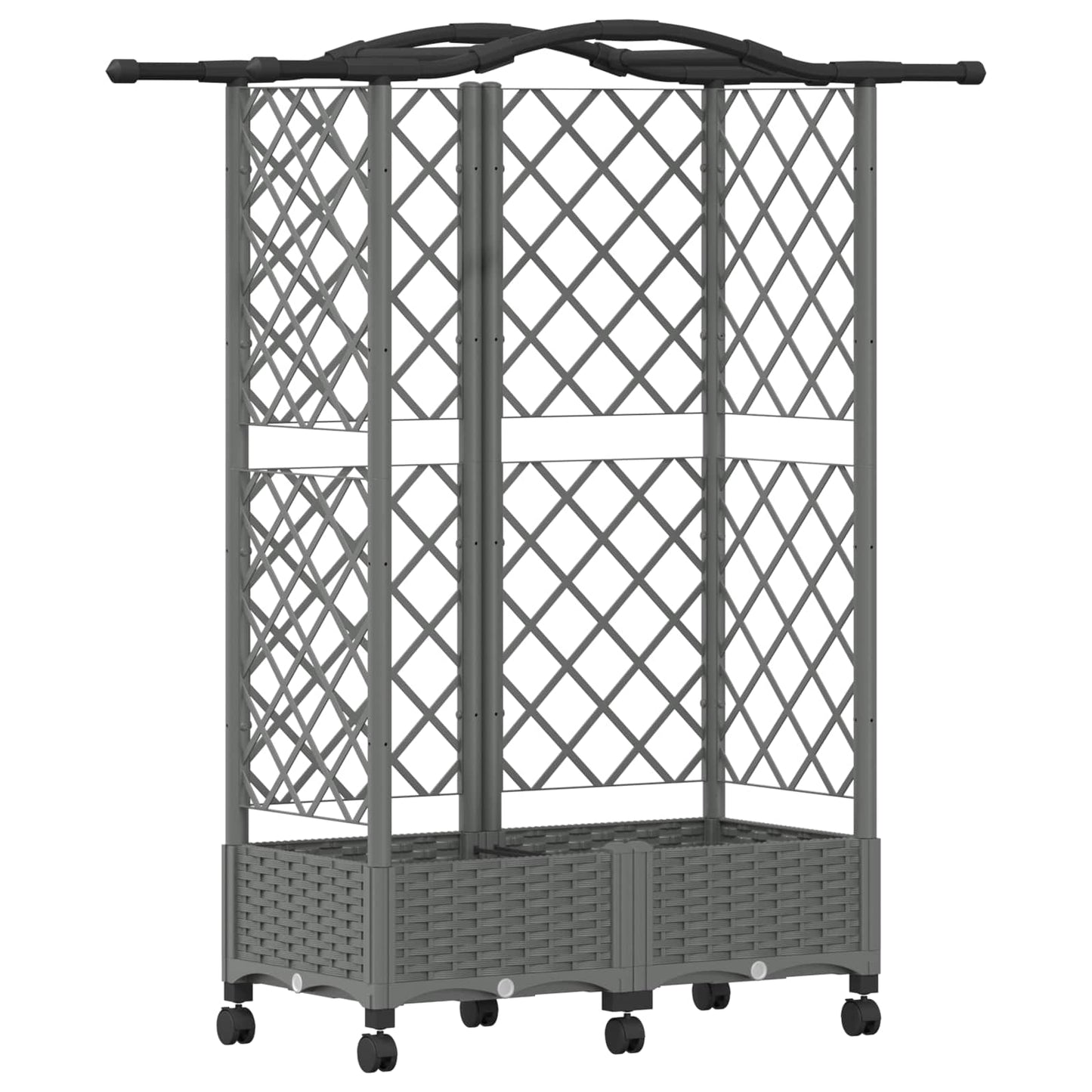 vidaXL Raised Bed with Trellis and Roof Light Grey 124 x 40 x 129 cm