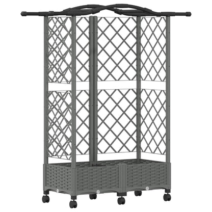 vidaXL Raised Bed with Trellis and Roof Light Grey 124 x 40 x 129 cm