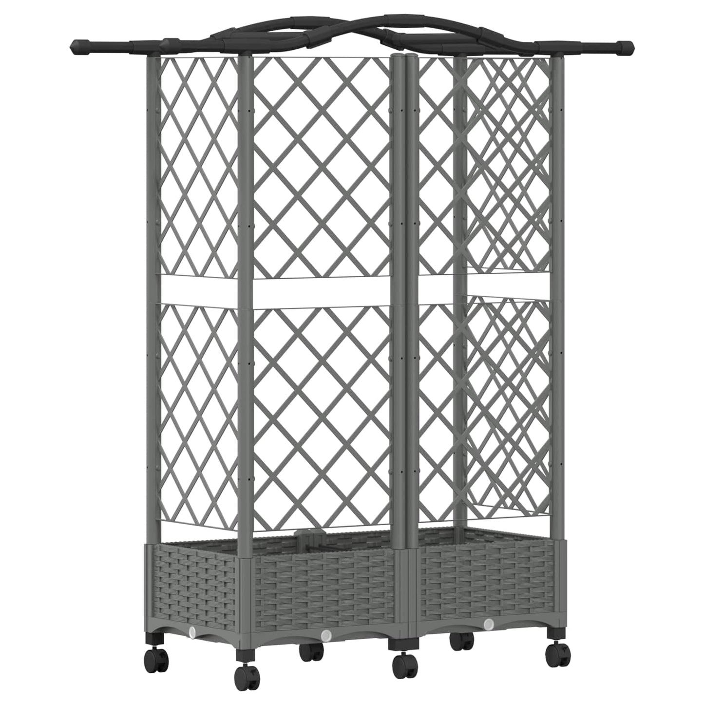 vidaXL Raised Bed with Trellis and Roof Light Grey 124 x 40 x 129 cm