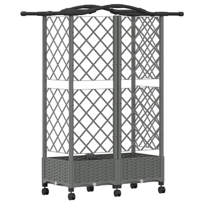 vidaXL Raised Bed with Trellis and Roof Light Grey 124 x 40 x 129 cm