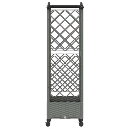 vidaXL Raised Bed with Trellis and Roof Light Grey 124 x 40 x 129 cm