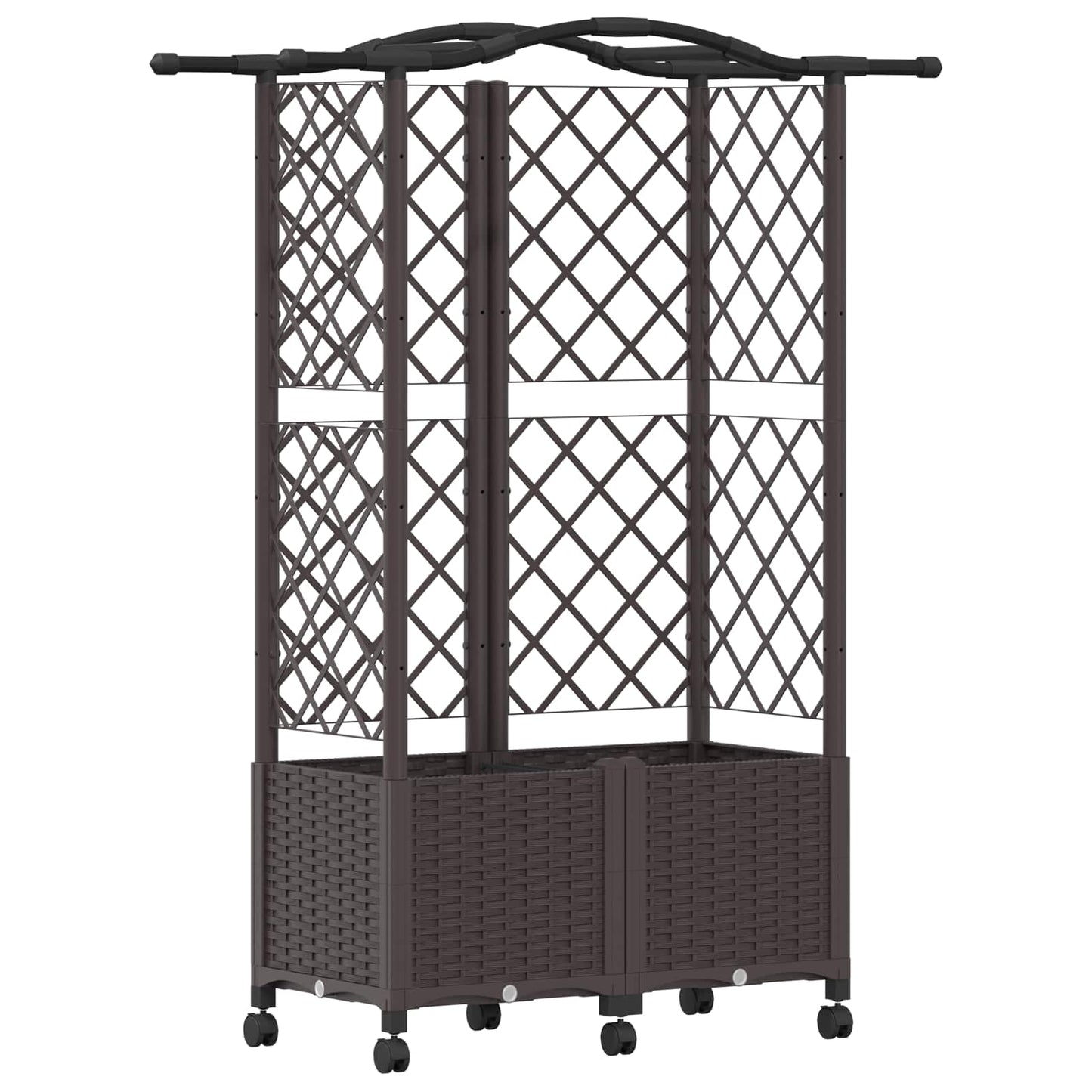 vidaXL Raised Bed with Trellis and Roof Brown 122 x 40 x 144 cm PP