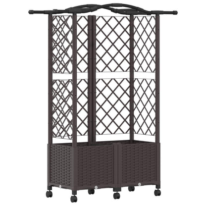 vidaXL Raised Bed with Trellis and Roof Brown 122 x 40 x 144 cm PP