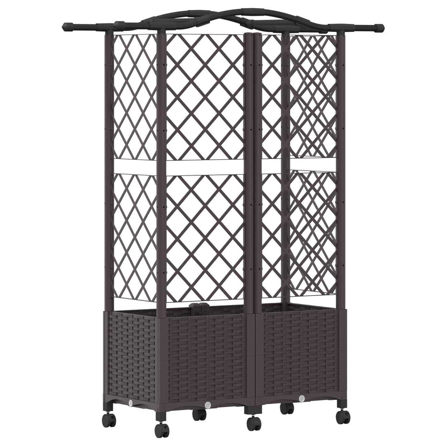 vidaXL Raised Bed with Trellis and Roof Brown 122 x 40 x 144 cm PP