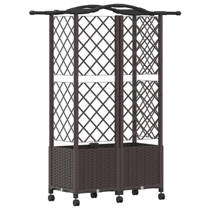vidaXL Raised Bed with Trellis and Roof Brown 122 x 40 x 144 cm PP