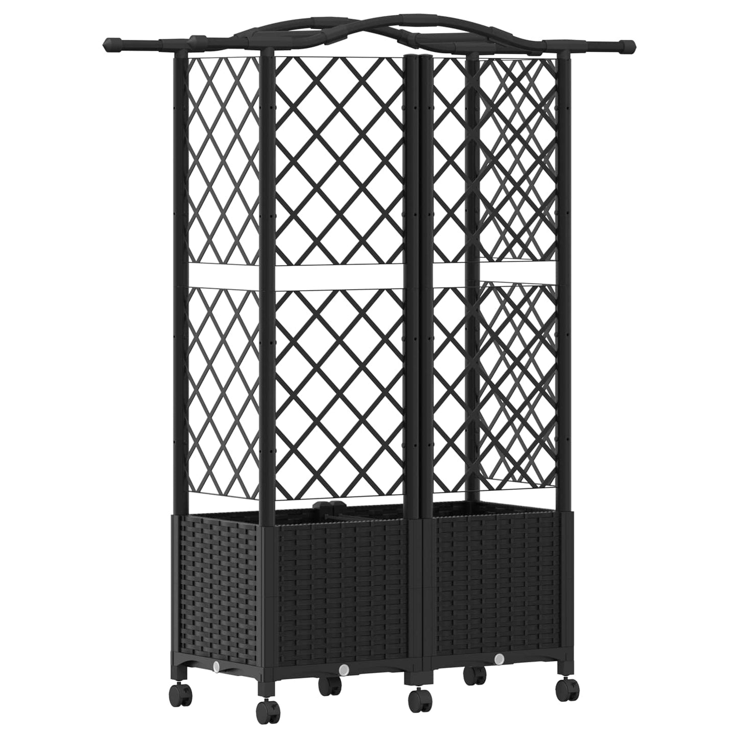 vidaXL Raised Bed with Trellis and Roof Black 122 x 40 x 144 cm PP
