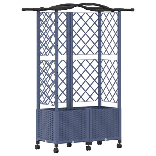 vidaXL Raised Bed with Trellis and Roof Grey 122 x 40 x 144 cm PP