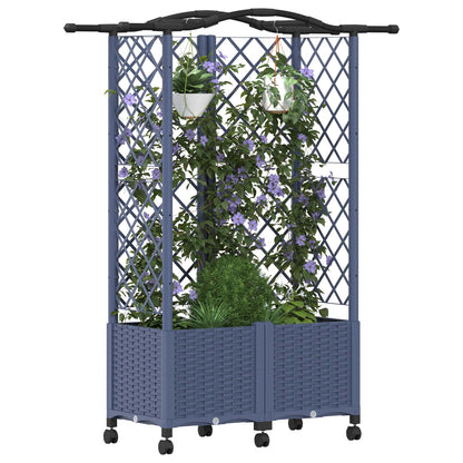 vidaXL Raised Bed with Trellis and Roof Grey 122 x 40 x 144 cm PP