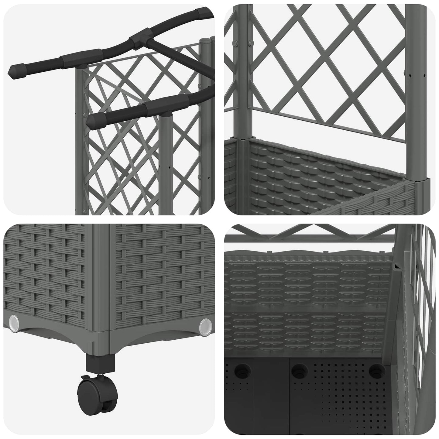 vidaXL Raised Bed with Trellis and Roof Light Grey 122 x 40 x 144 cm